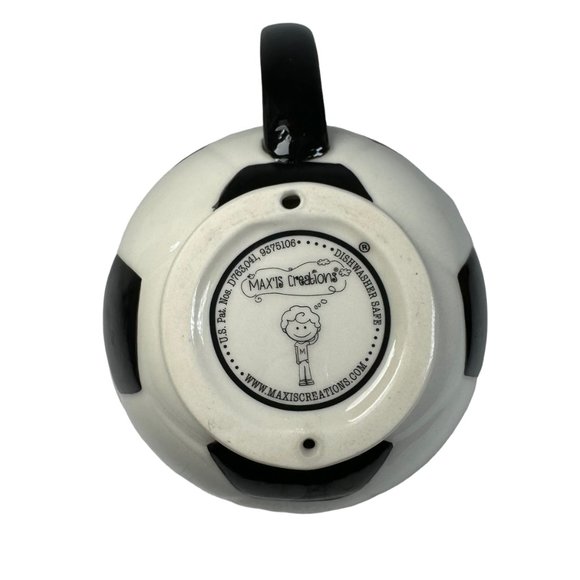 3D Soccer Ball & Net Mug Dish Coffee Cup Soup Bowl Maxi's Creations White Black - Picture 9 of 12
